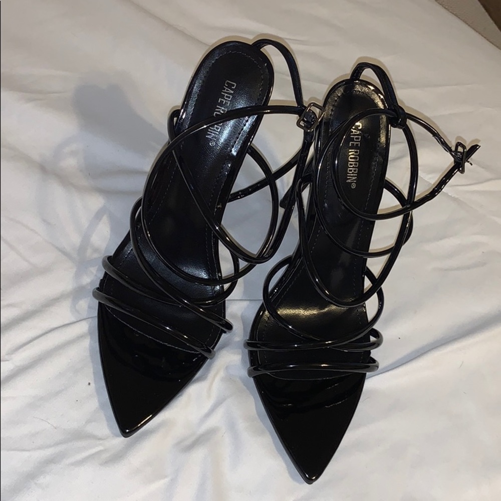 Black strappy heels